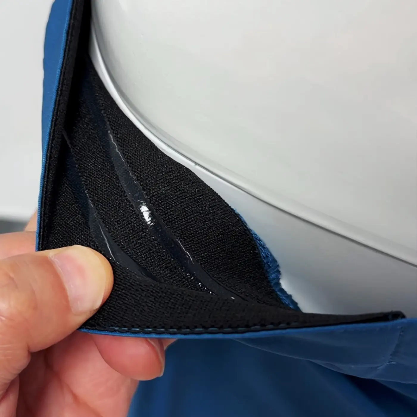 Close-up of the silicone anti-slip grip strip inside the waistband