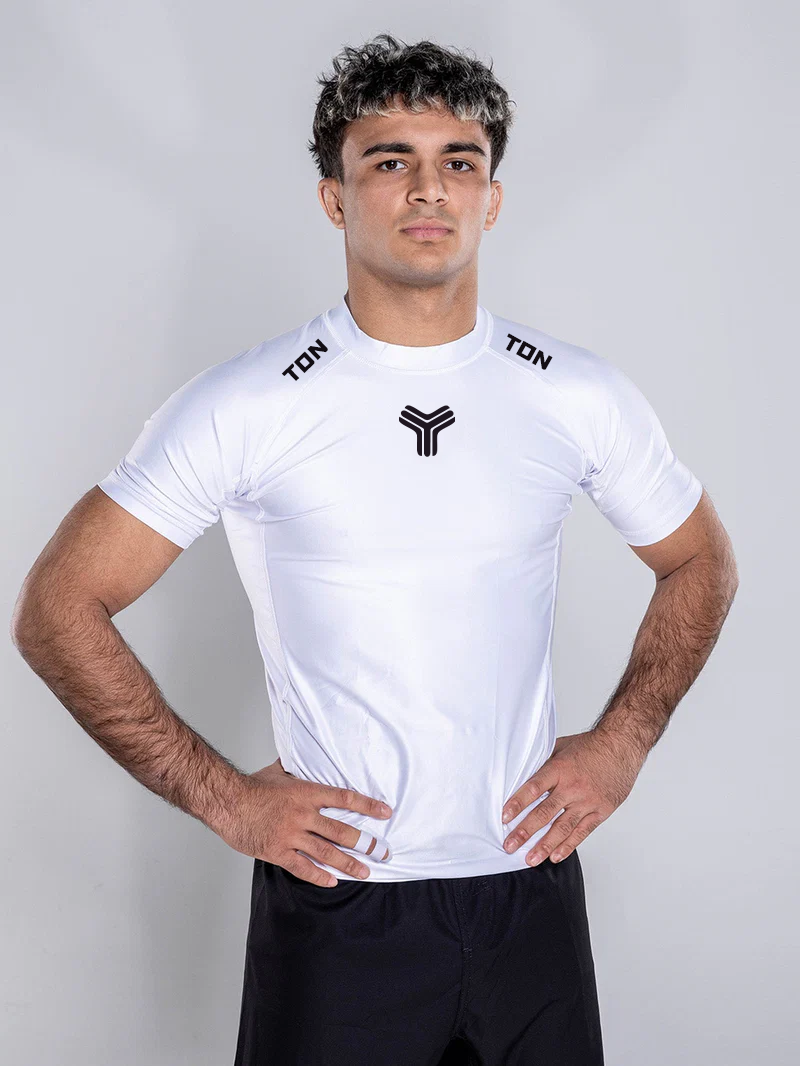 White short sleeve rash guard